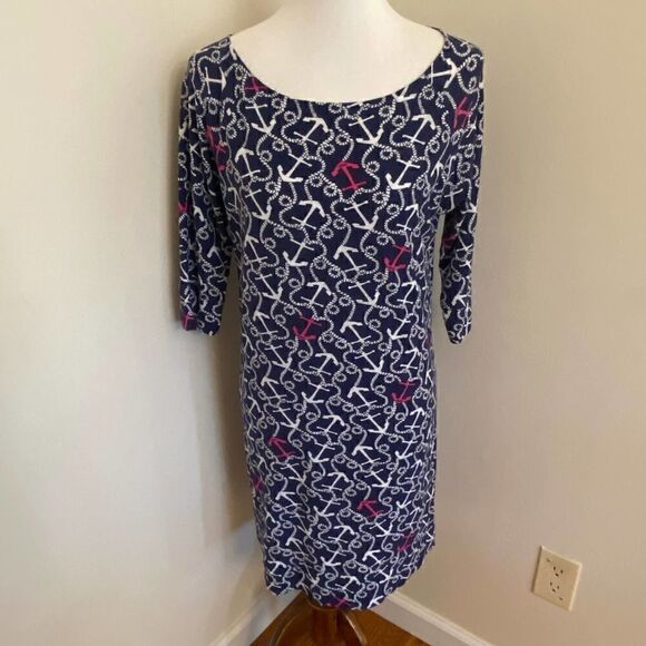 Lilly Pulitzer Cassie Anchors Ahoy There Dress Bright Navy Small - Picture 1 of 3